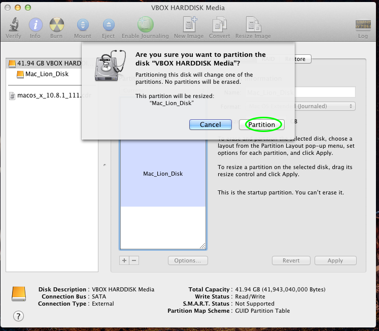 DiskUtility Mac OS X 10.7.5
